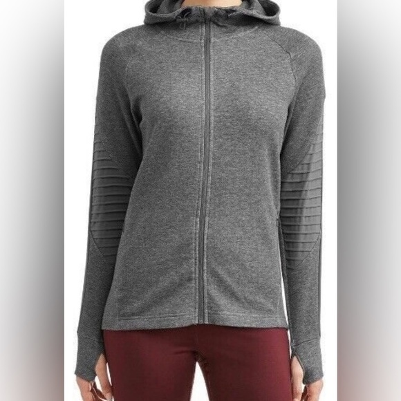 EUC Gray Avia Flex Tech Performance Workout Running Hooded Jacket Size M - Picture 1 of 6